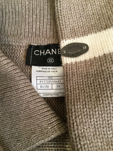 Vintage Chanel 99A 1999 Fall pullover collar wool cashmere sweater taupe brown FR 34 US 2/4