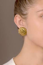 Load image into Gallery viewer, Chanel vintage quilted clip on CC gold plated metal round oversized earrings
