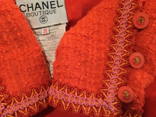Load image into Gallery viewer, 94P, 1994 Spring Extremely Rare! Vintage Chanel Orange Tweed Scobido Trim Boucle  Jacket FR 36 US 4