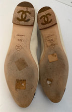 Load image into Gallery viewer, Chanel Ballerina Flats Ivory and Black Canvas CC Shoes EU 39.5 US 8.5