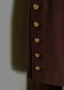 Chanel Vintage 1990 Long Brown Dress Coat Jacket US 14/16