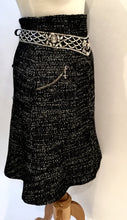 Load image into Gallery viewer, Vintage Chanel 02A, 2002 Fall Crystal Belted Dark Navy/White High Waist Skirt FR 40 US 2/4/6
