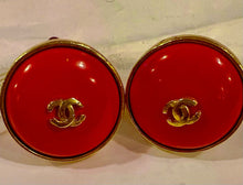 Load image into Gallery viewer, Vintage Chanel 97P 1997 Spring Oversized Coral Orange Clip On Earrings