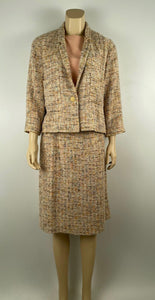 Vintage Chanel Tweed Multicolor Suit Jacket Set US 12
