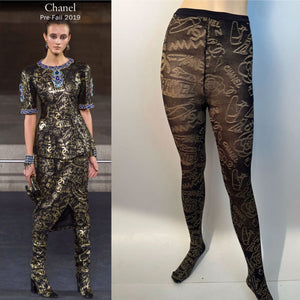 Chanel 19A 2019 Paris New-York Black Gold Hosiery Stockings Tights Sz –  HelensChanel