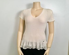 Load image into Gallery viewer, Chanel 06P 2006 Spring white ribbed Lace T-shirt Tee Top FR 46 US 10-12