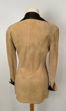 Load image into Gallery viewer, Vintage Chanel 98P 1998 Spring Suede and Lambskin Leather Beige/Dark Brown Trim Jacket FR 36
