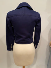 Load image into Gallery viewer, NWT Chanel 05P 2005 Spring short Sporty Navy Blue jacket logo zippers FR 36