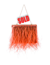Load image into Gallery viewer, Rare Chanel Orange Crystal CC Ostrich Feather Purse Clutch Handbag