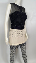 Load image into Gallery viewer, Chanel 2003 Fall 03A Snap Collection White Black Silk Mini Skirt FR 38 US 4