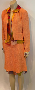 Chanel 00T 2000 Orange Multicolor Skirt Suit FR 40 US 6/8