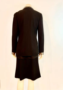 Vintage Chanel 98A 1998 Fall Black Chiffon Skirt Suit FR 38 US 6/8