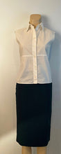 Load image into Gallery viewer, Chanel Identification 00T 2000 White Collared Stripe Button Down Blouse FR 44 US 8/10