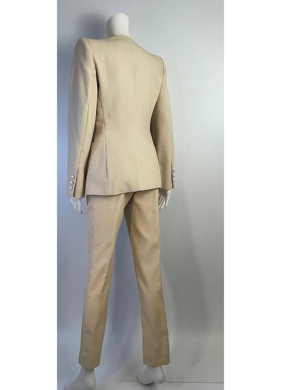 Sold at Auction: Chanel Cream Ribbed Pant Suit, Spring 2001