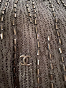 Vintage Chanel 00A, 2000 Fall Autumn Black Tassel Beaded Tube Camisole Top Blouse FR 40 US 4