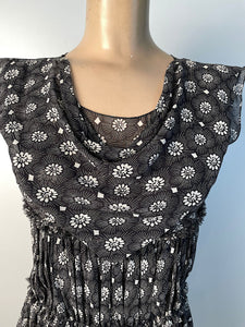 Chanel 07P, 2007 Spring Black Floral Silk Dress FR 38 US 4/6