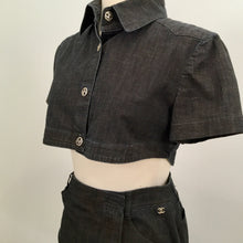 Load image into Gallery viewer, Rare Chanel 2006 Spring Cotton Denim crop top skirt set US 4