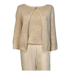 Vintage 00C Chanel Identification beige 2 piece sweater twinset FR 36 –  HelensChanel