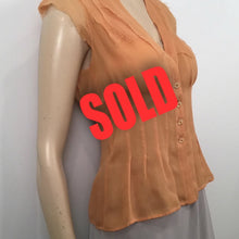 Load image into Gallery viewer, Vintage Chanel 04P, 2004 Spring Silk peach orange sleeveless top Blouse FR 40 US 4/6