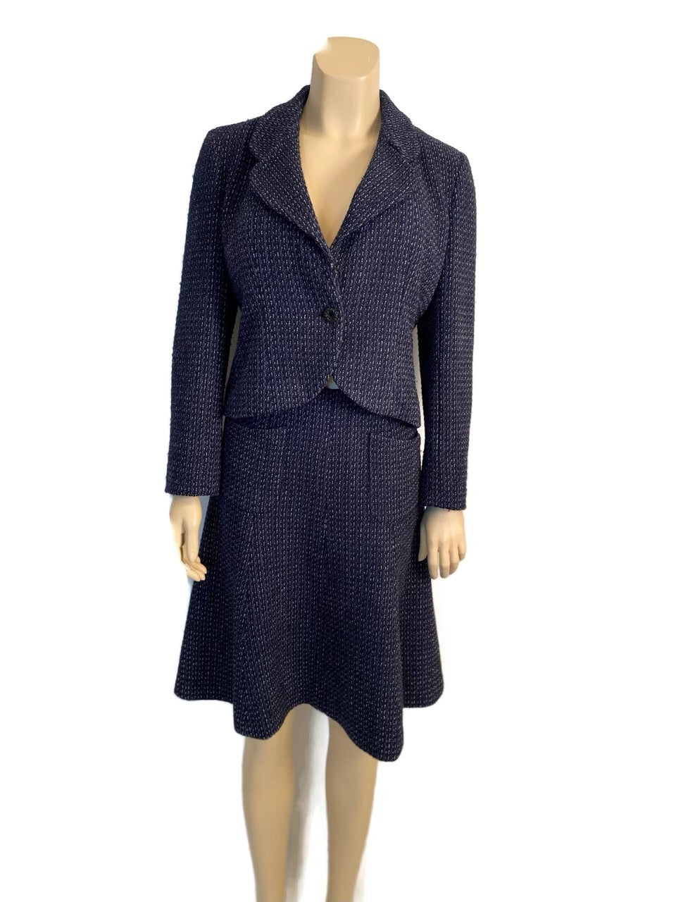 Chanel 02C 2002 Cruise Blue Skirt Suit FR 42 US 8 – HelensChanel