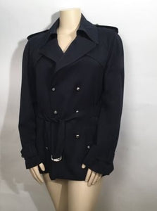 Chanel Vintage 08C Cruise Resort Navy Blue Belted Trench Coat Jacket FR 50 US 14/16