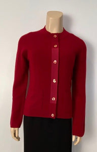 Vintage Chanel 98A, 1998 Fall Maroon Brick Red Cashmere Cardigan Sweater FR 38 US 4/6