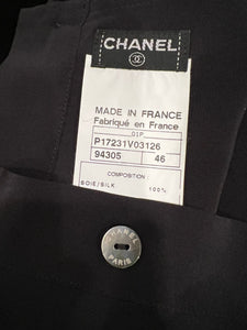Chanel 01P 2001 Spring Black Silk Blouse FR 46 US 12