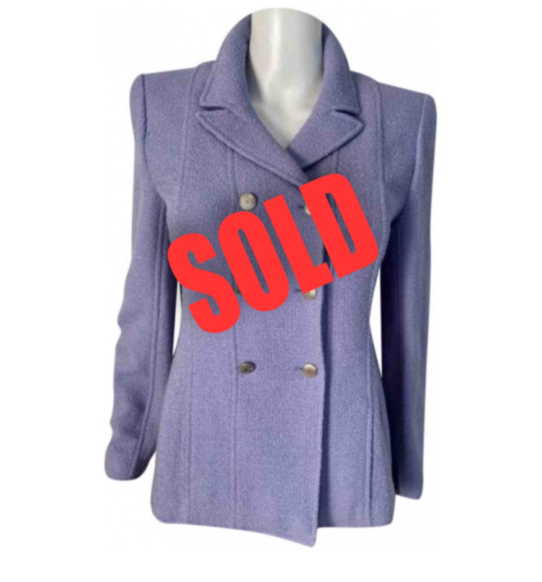 NWT New with Tags Chanel 98P, 1998 Spring Vintage Lilac/Blue double breasted jacket blazer FR 40