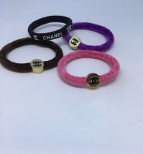 Load image into Gallery viewer, Chanel Set of 4 Pony Tail Elastic Bands Hair Accessory velvet Bracelets VIP gift set