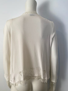 Chanel 06P 2006 Spring White Knit Lace Cardigan FR 44