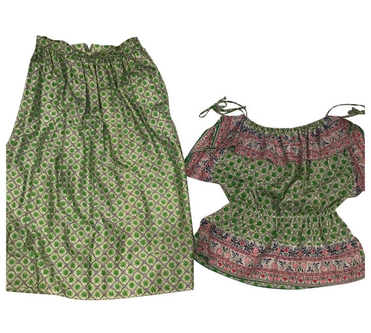 Vintage 1980’s Chanel Creations Paris 2 Piece Skirt Boho Set Size 6