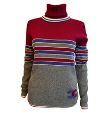 Load image into Gallery viewer, Chanel 09A 2009 Fall Long Sleeve Soft Cashmere Stripes Turtleneck Sweater FR 44 US 8/10