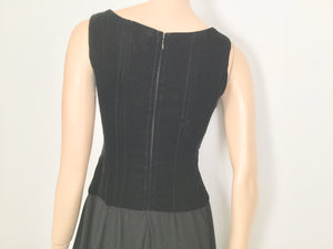 93A, 1993 Fall Chanel Vintage Velvet corset Chiffon Gown Dress FR 36 US 4