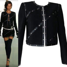 Load image into Gallery viewer, Chanel 2003 Fall 03A Snap Collection black Cropped Boucle Tweed Jacket FR 42 US 4/6/8