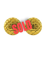 Load image into Gallery viewer, Chanel vintage quilted clip on CC gold plated metal round oversized earrings