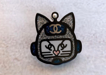 Load image into Gallery viewer, Chanel 2017 17S Resin Emoji Robot Cat Brooch Silver Blue Pin