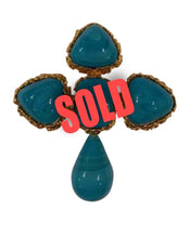 Load image into Gallery viewer, 1989 Collection 28 Large Vintage Chanel CC Turquoise Stone Gold Plated Cross