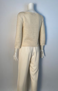 Vintage 00C Chanel Identification beige 2 piece sweater twinset FR 36 US 4