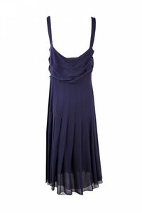 Vintage Chanel 00S, 2000 Spring Summer Black Draped Pleated Chiffon Silk Dress FR 38 US 4