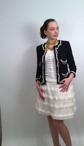 Chanel 2015 Spring Summer Delicate White and Black Dress FR 38 US 4/6