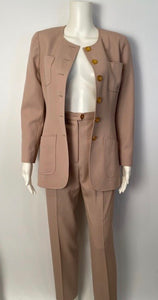Chanel Boutique 97P, 1997 Spring Beige Blush Pant Jacket Suit Set FR 36 US 4