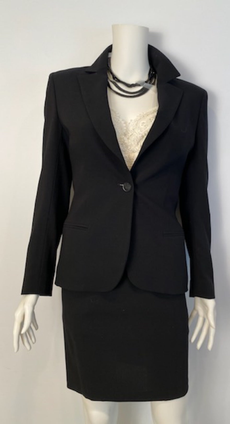 Vintage Chanel Boutique 98P, 1998 Fall Black Skirt Suit FR 38