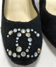 Load image into Gallery viewer, Chanel 12C 2012 Cruise Resort black wool interlocking CC crystal cork screw heels pumps US 7.5/8