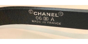 Chanel 2006 Fall 06A skinny Black Patent Leather waist Crystal Buckle Belt SZ 36