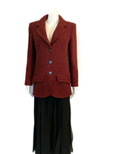 Load image into Gallery viewer, 97A, 1997 Fall Vintage Chanel Mahogany Rust Boucle Blazer Jacket FR 38