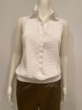 Load image into Gallery viewer, Chanel 05P, 2005 Spring White Cotton Top Blouse Pleated Front FR 42