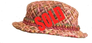 Vintage Chanel pink green multicolor wool tweed hat size 57