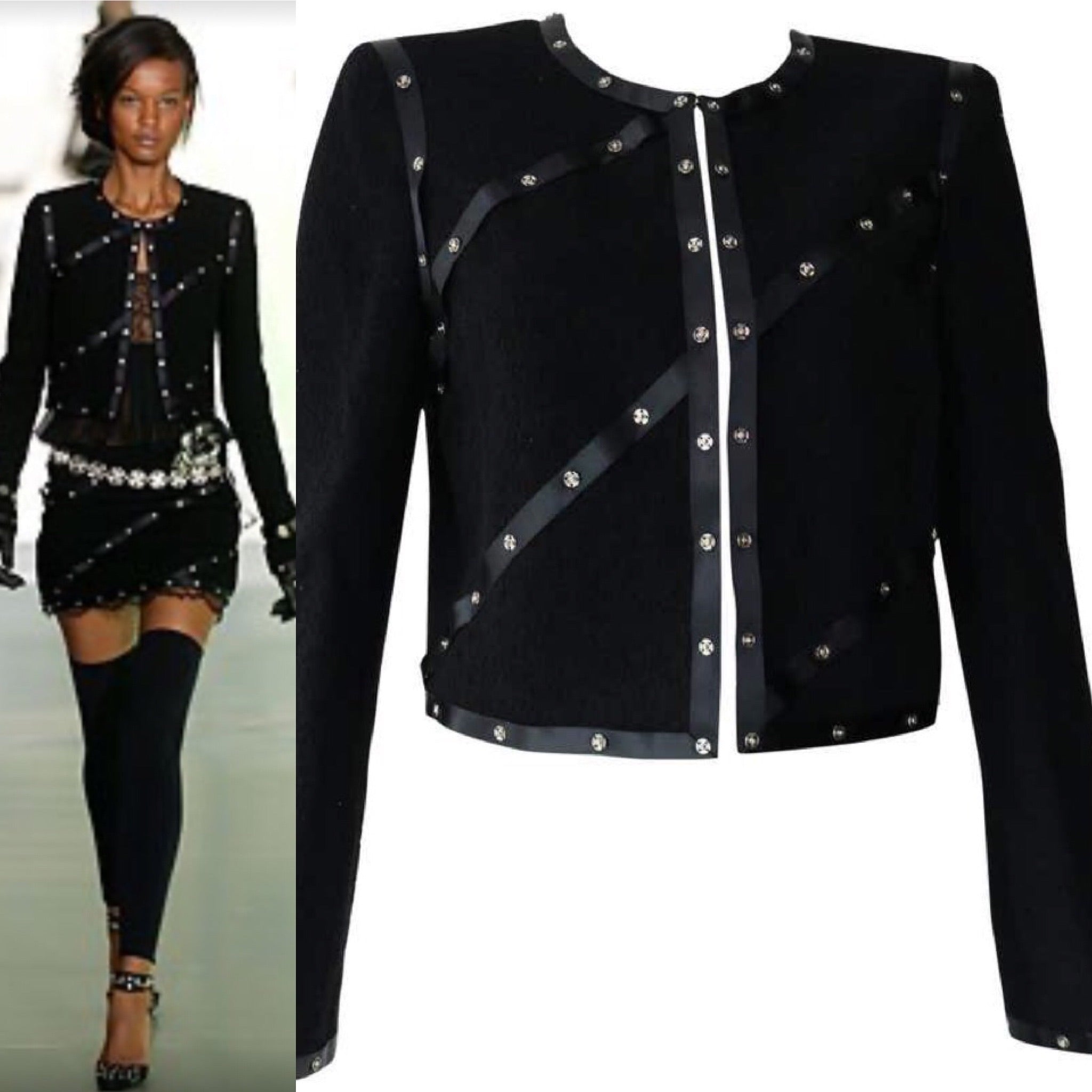 Chanel 2003 Fall 03A black Cropped Boucle Tweed Jacket FR 48 US 10/12 –  HelensChanel