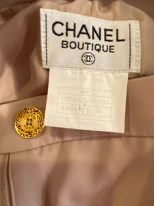 Chanel Boutique 97P, 1997 Spring Beige Blush Pant Jacket Suit Set FR 36 US 4