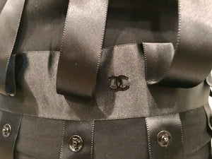 Vintage Chanel 03A, 2003 Fall Snap Collection Black Mini Dress Top Tunic FR 38 US 2/4